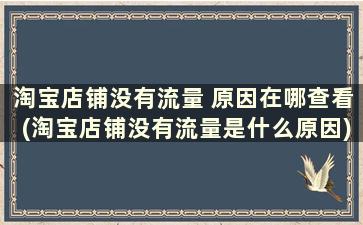 淘宝店铺没有流量 原因在哪查看(淘宝店铺没有流量是什么原因)